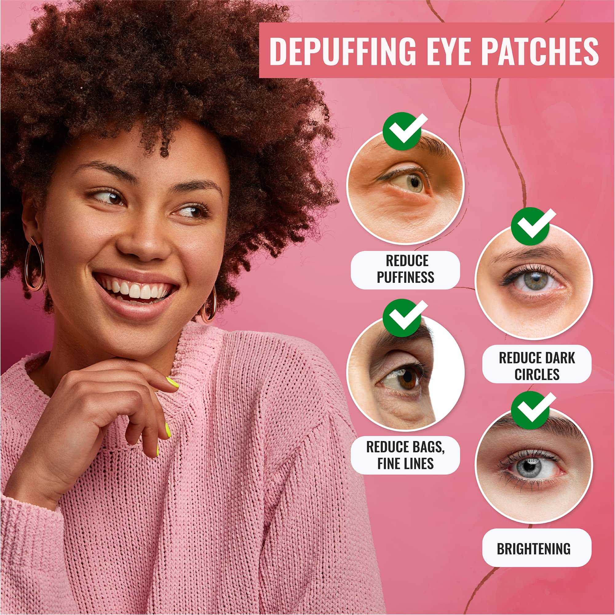 **Dark Circle & Puffiness Relief Eye Mask - Korean Hydrogel Under Eye Patches with Caffeine & Collagen - Depuffing & Brightening Gel Pads (20 Pairs) - Perfect for Morning Skincare & Travel**