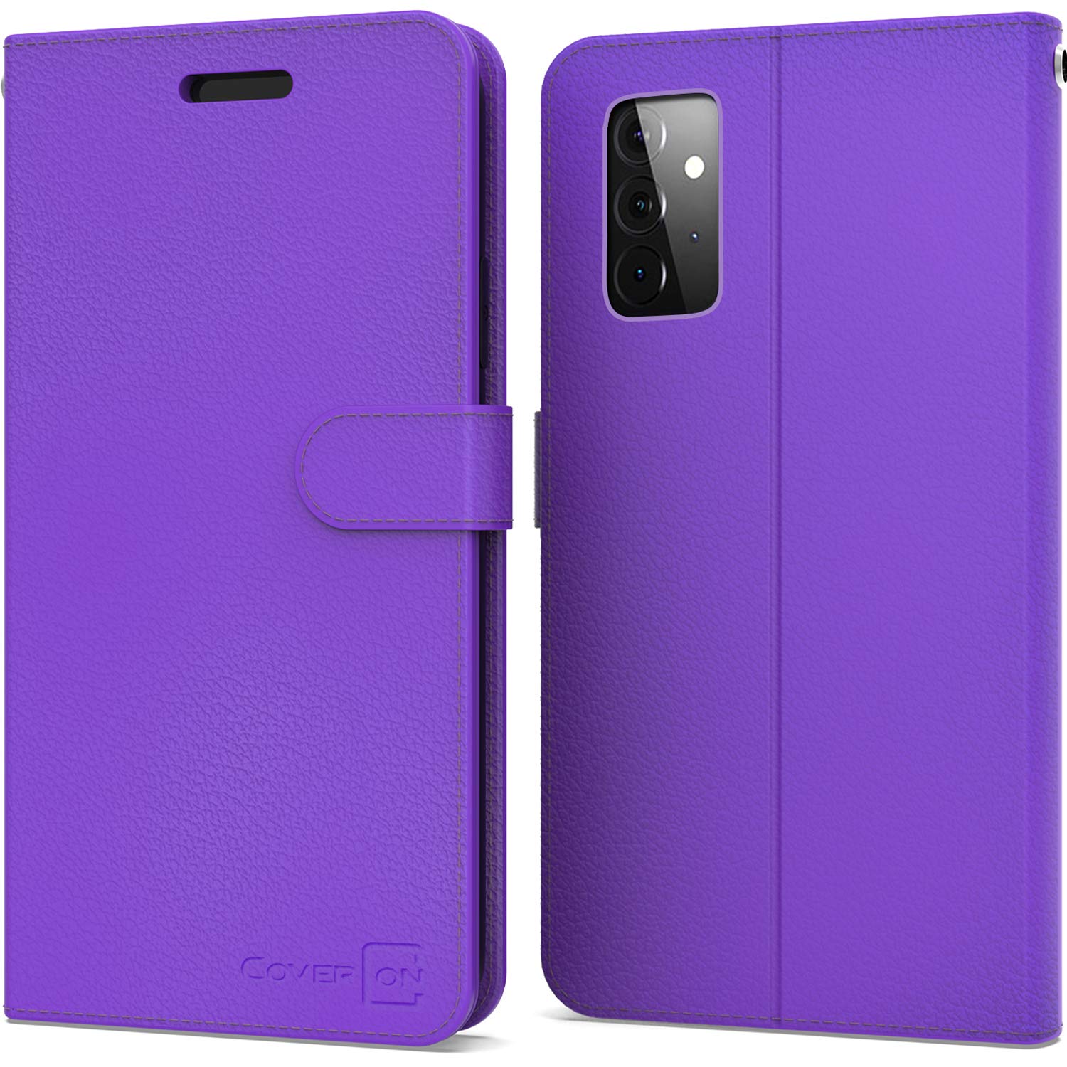 RFID Blocking PU Leather Wallet Case for Samsung Galaxy A52 - Purple Flip Folio Stand Cover with Card Slots | Perfect for Travel, Work & Everyday Use