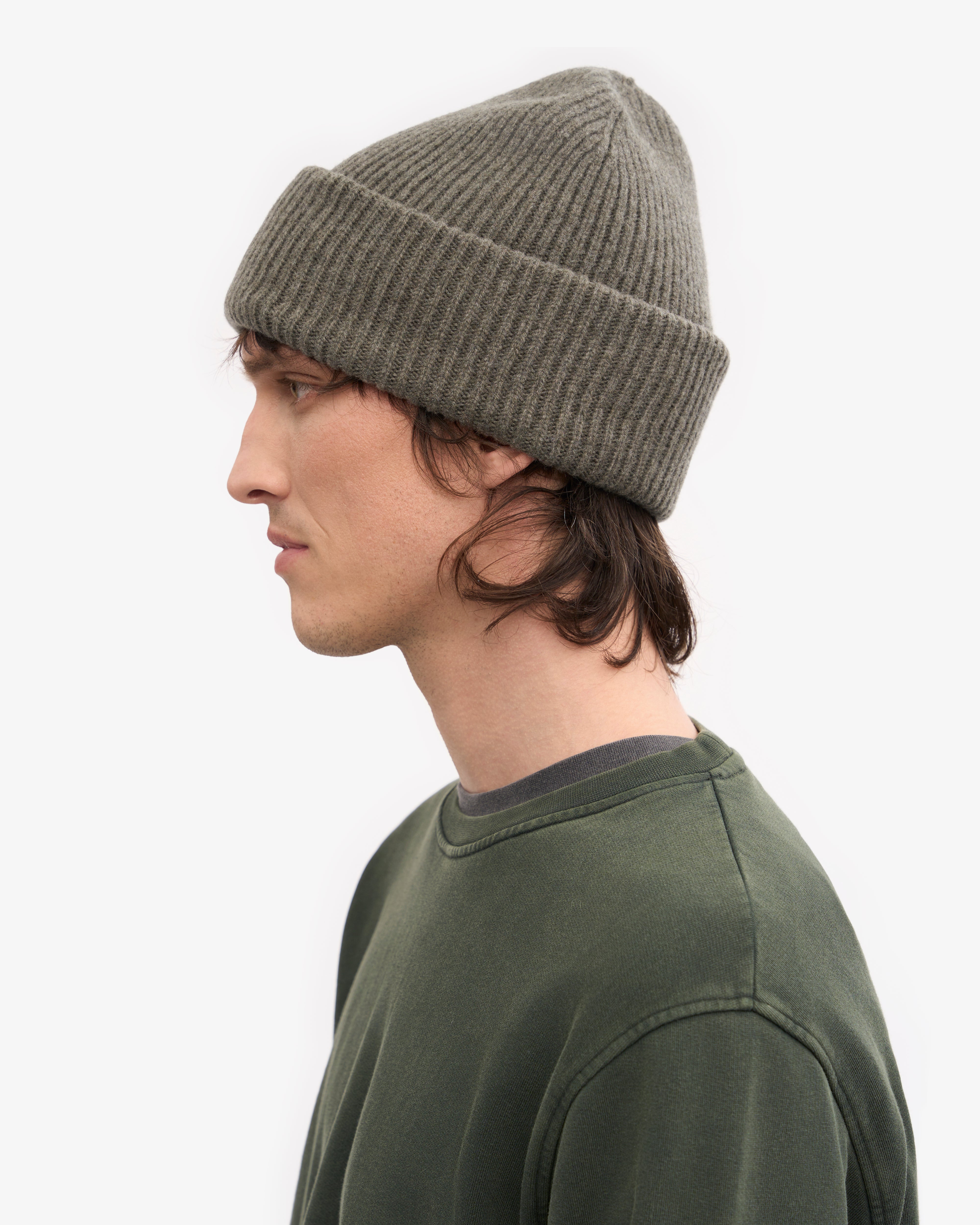 Premium Merino Wool Beanie for Men & Women - Soft & Warm Winter Hat in Dusty Olive - Perfect for Skiing, Hiking & Outdoor Activities