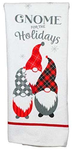Gnome-Themed Holiday Kitchen Towel Set (5-Piece) - Christmas Dish Towels, Oven Mitt & Pot Holders - Festive Gnome Decor for Kitchen - Printed Cotton Hand Towels - Perfect for Holiday Cooking, Baking & Home Decor