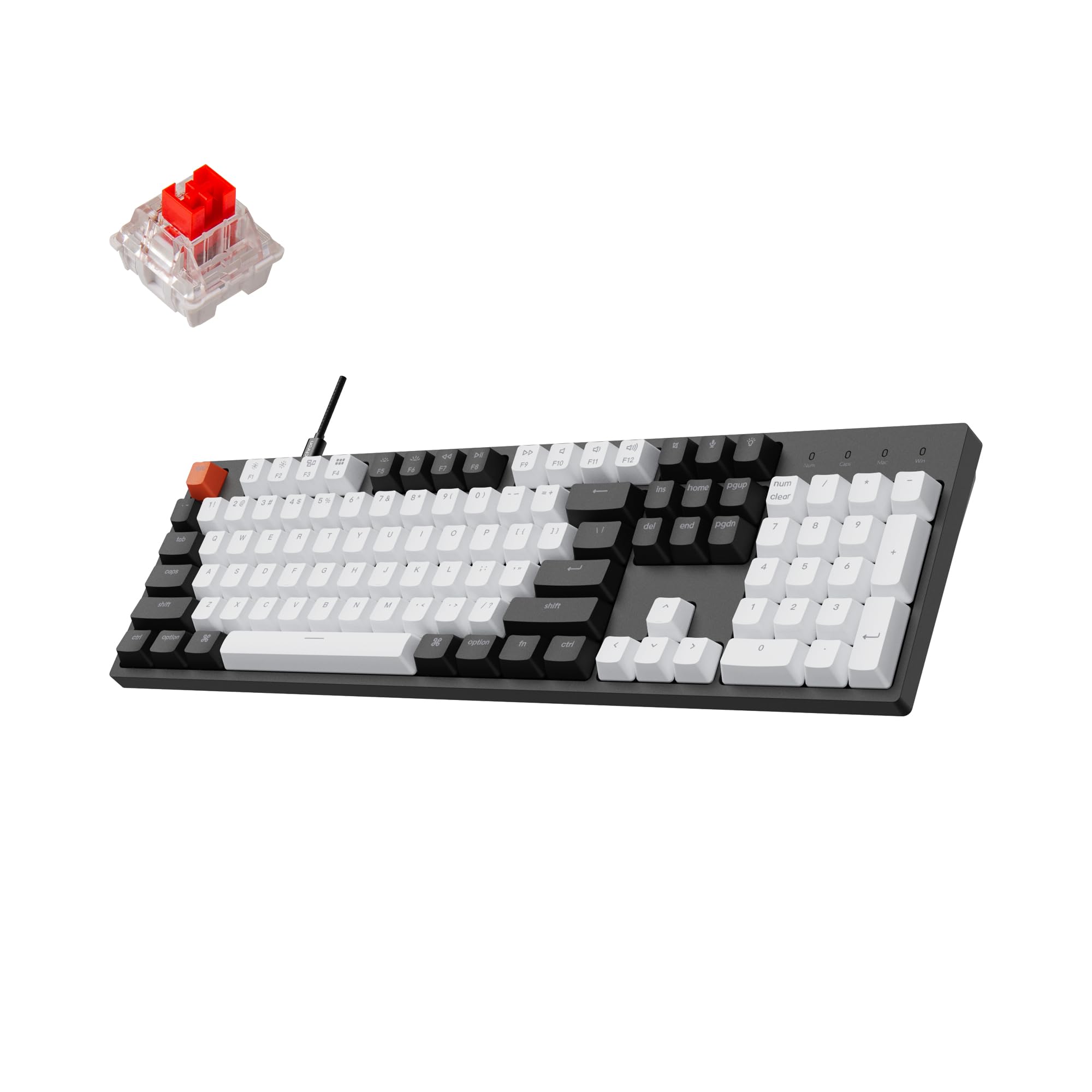 Keychron C2 Wired Mechanical Keyboard - 104 Keys, Gateron Red Switch, White LED Backlight for Mac/Windows Gaming & Office Use