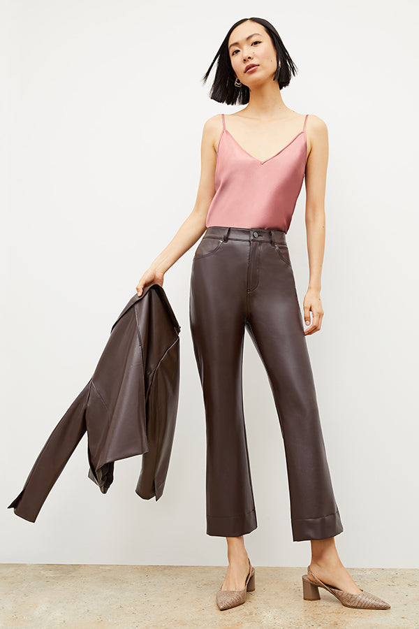 Archie Vegan Leather Pants in Brown | Stylish & Comfortable Vegan Leather Trousers for Women | Perfect for Casual Wear, Office & Night Out