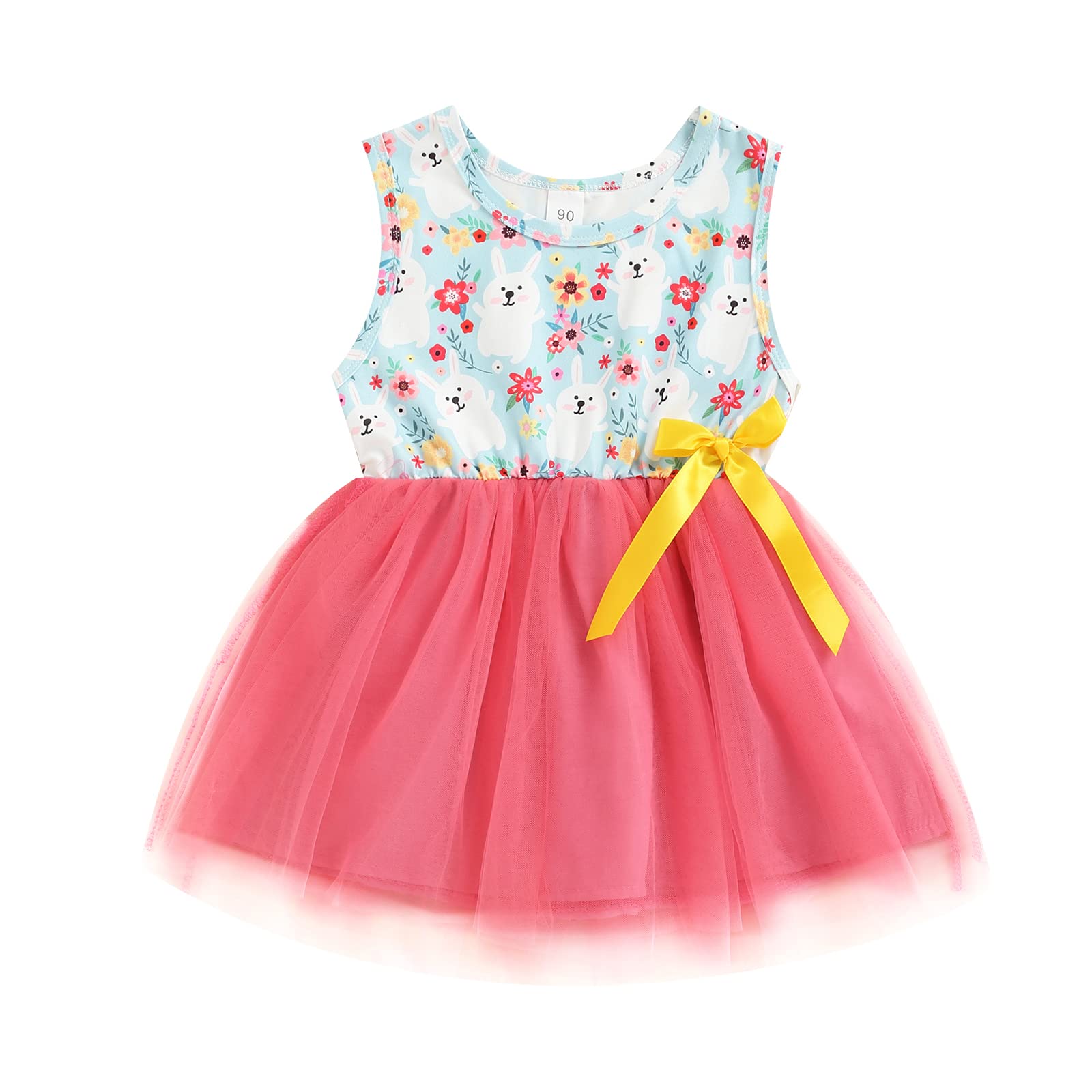 Toddler Baby Girl Sleeveless Tutu Dress - Floral Tulle Patchwork Summer Dress for Birthday Party, Playdate & Photo Shoot | Casual Comfortable Outfit for 1-3 Years Old Girls