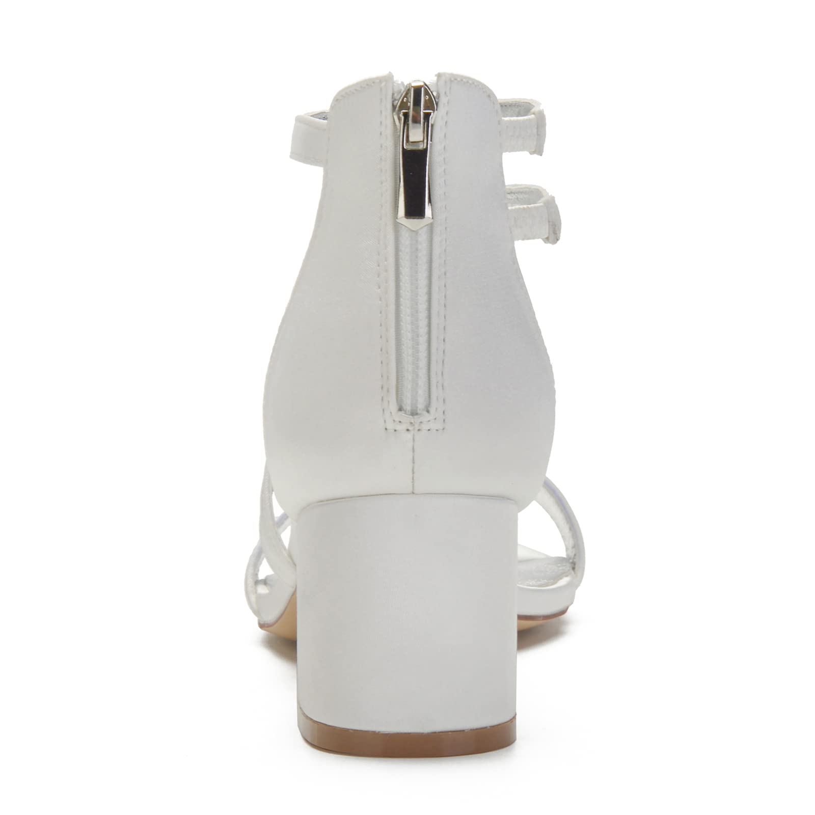 Ivory Satin Open Toe Wedding Shoes for Bride - 2.16