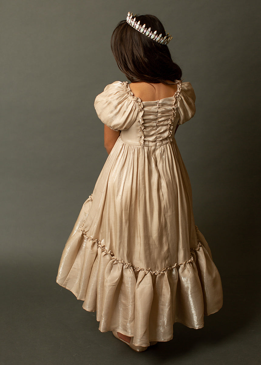 Mathilda Petticoat Dress - Champagne Iridescent Vintage Style Lolita Dress for Cosplay, Tea Parties & Special Occasions