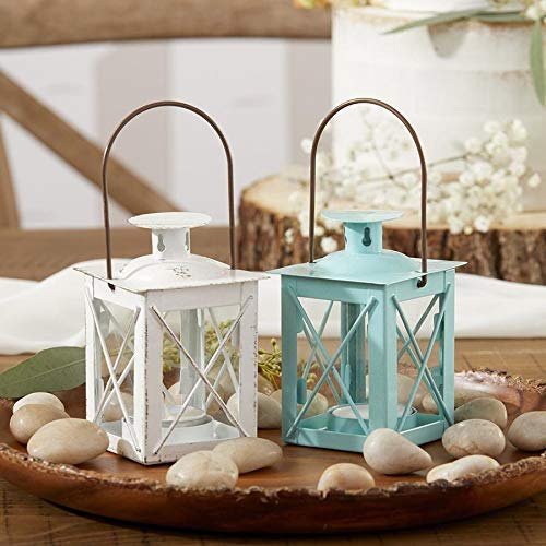 Kate Aspen Decorative Lanterns - Set of 24 White Distressed Metal Candle Holders for Wedding Centerpieces, Home Decor, Party & Outdoor Lighting - 4.5