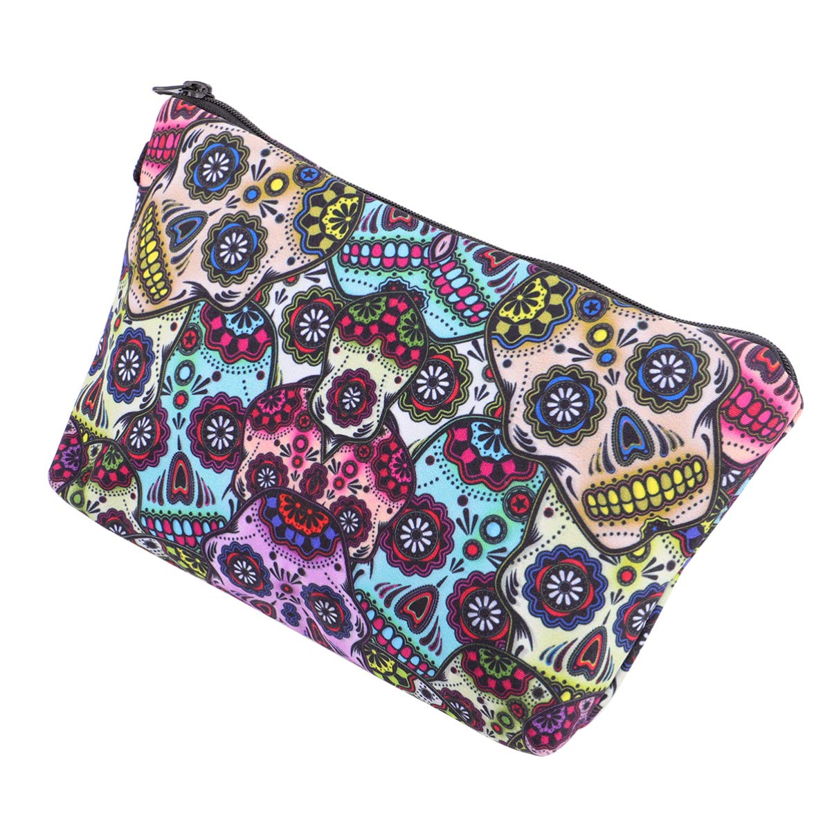 Skull Pattern Cosmetic Makeup Bag for Women - Waterproof Travel Toiletry Pouch & Beauty Organizer - Perfect for Gym, Vacation, and Daily Essentials Storage