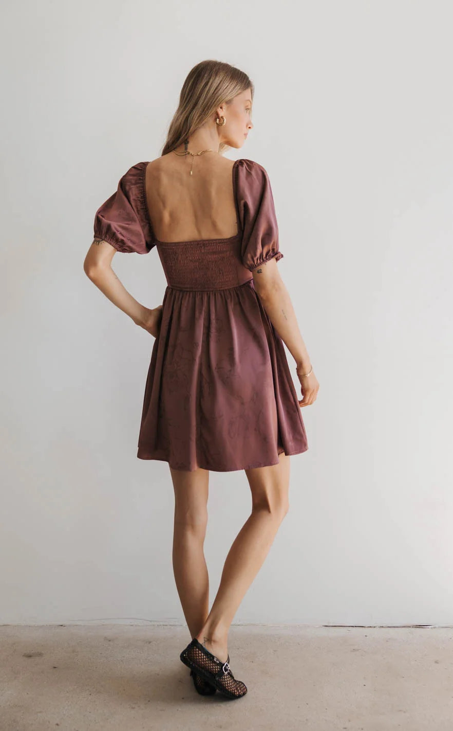 Alexis Satin Mini Dress in Mauve - Elegant Women's Party Cocktail Dress for Evening Events, Weddings & Date Nights - FINAL SALE
