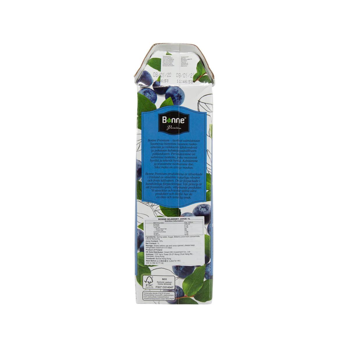 BONNE Premium Bilberry Juice (1L) - 100% Natural Antioxidant-Rich Superfood for Eye Health & Immunity - Perfect for Smoothies, Baking & Healthy Drinks