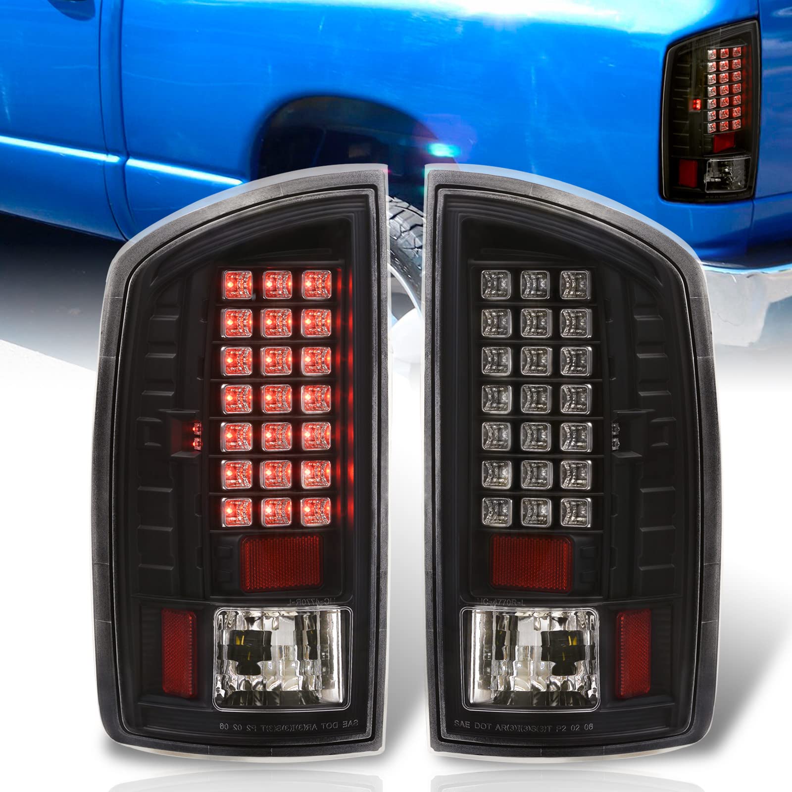 AJP Distributors LED Tail Lights for Dodge Ram 1500 2500 3500 (2007-2009) - Pair of Left & Right Rear Replacement Lamps - Enhance Visibility & Style for Night Driving & Towing