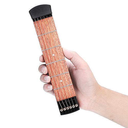 Portable 6-String Pocket Guitar for Beginners - Mahogany Fingerboard with 6 Frets - Compact Practice Tool for Guitar Training & Playing - Perfect for Travel, Camping & On-the-Go Music Practice