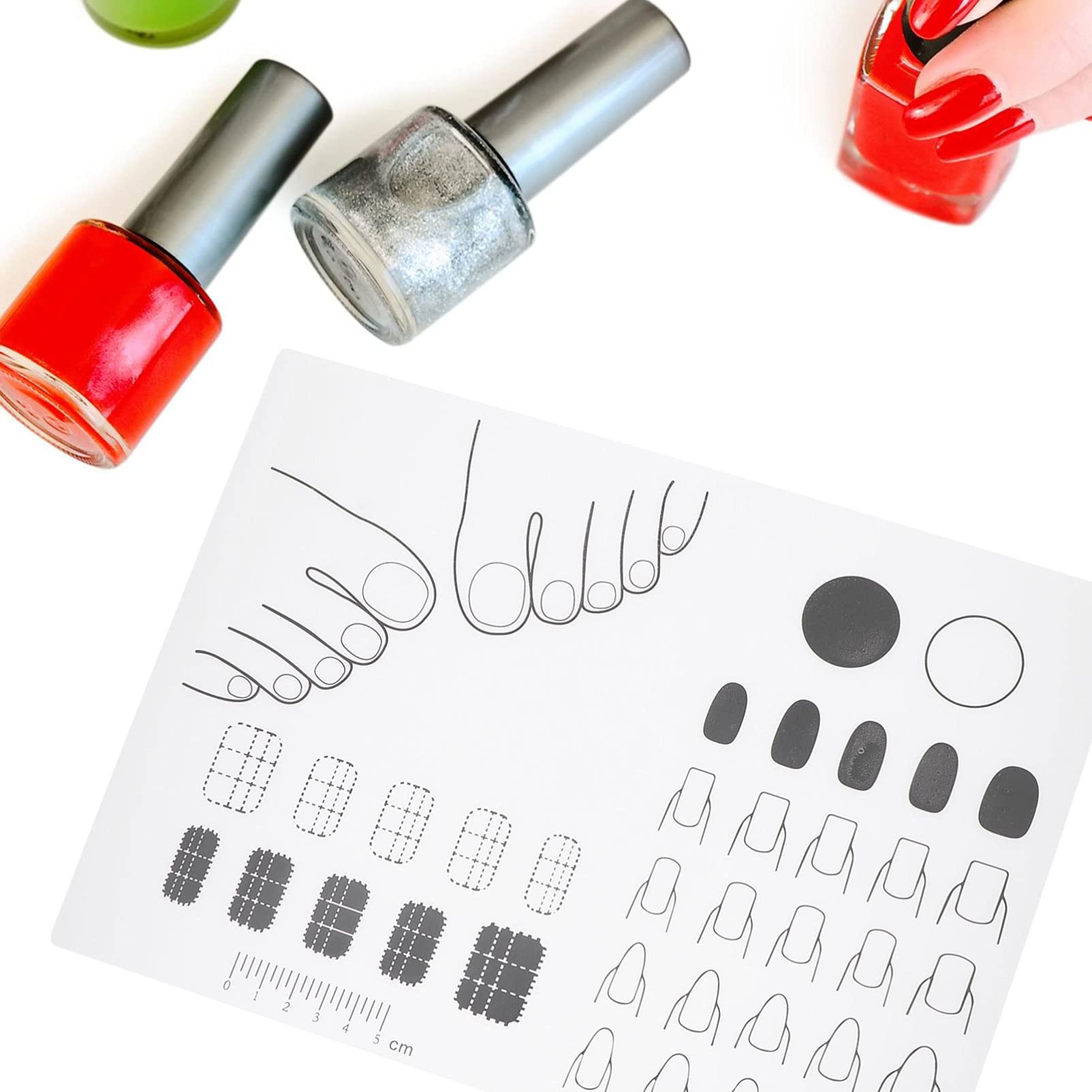 Professional Silicone Manicure Mat for Acrylic Nails - Non-Slip Nail Art Training Pad, Reusable Nail Extension Practice Mat with Stamped Guide - Perfect for Salon, Home DIY Nail Art & Beauty Training