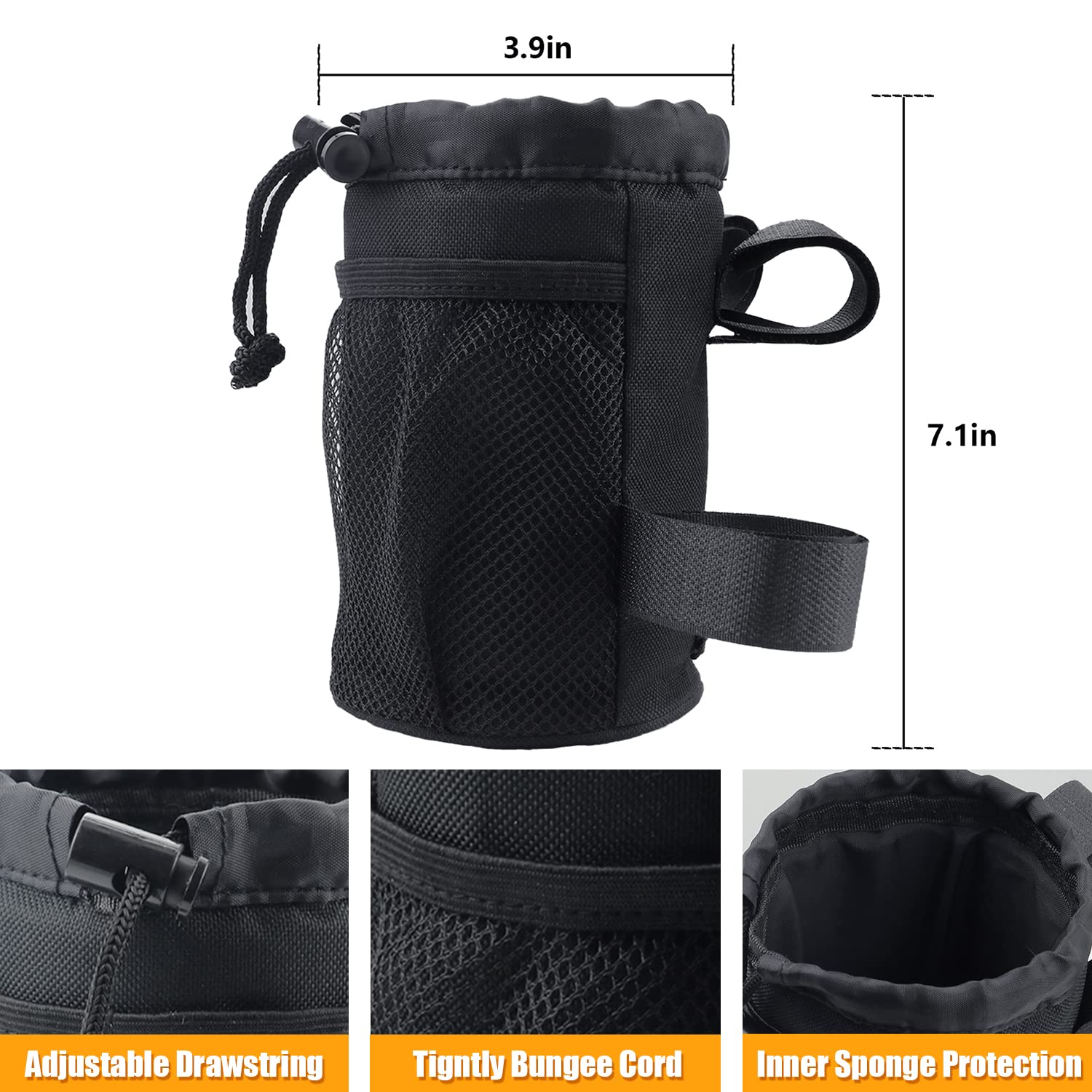 2 Pack Bike Cup Holder - Durable Bicycle Handlebar Water Bottle Holder with Mesh Oxford Pocket for Phone & Drinks - Compatible with Mountain Bikes, Road Bikes, e-Bikes, Kids Bikes, Wheelchairs & Cruisers - Perfect for Cycling, Commuting, Hiking & Outdoor Adventures