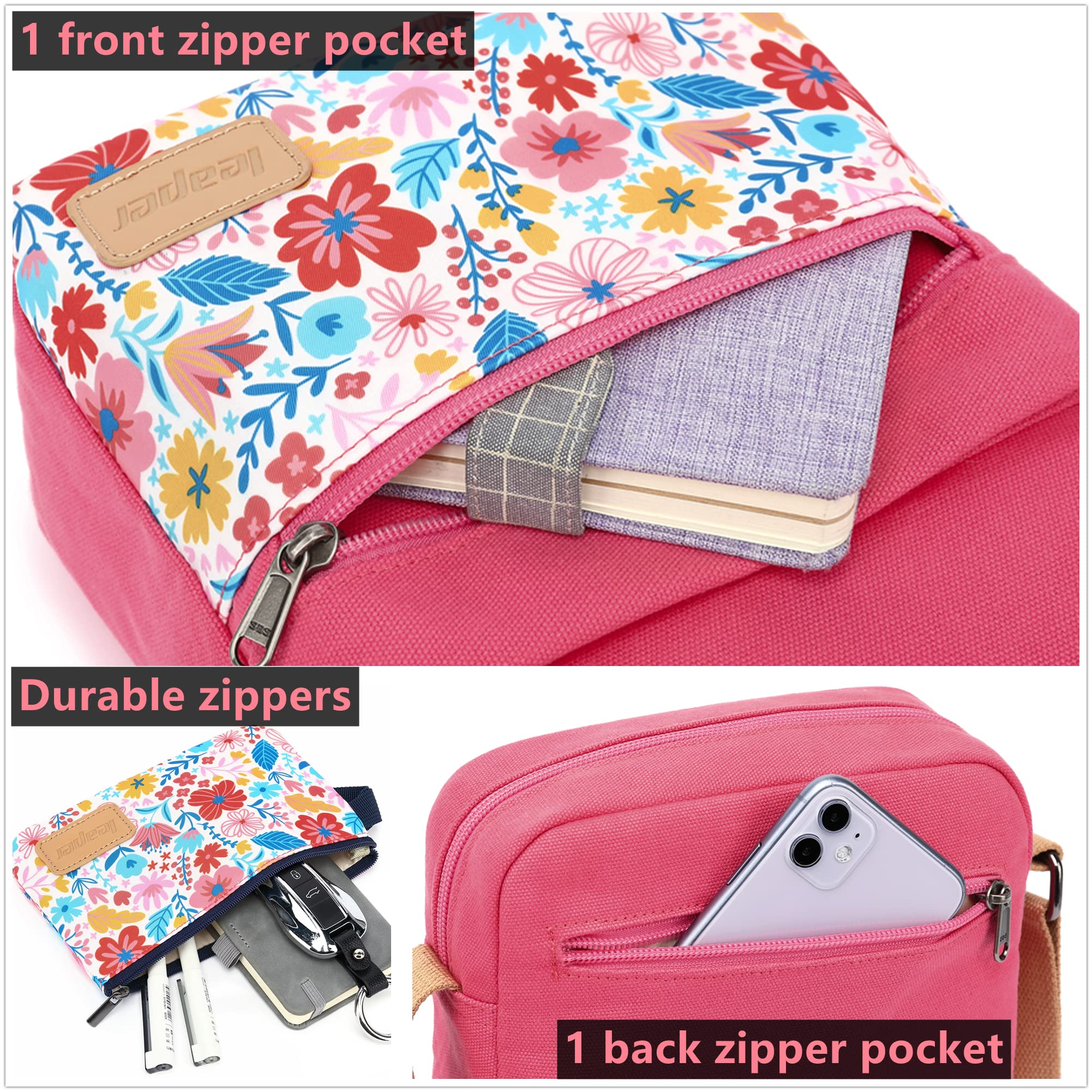 Leaper Girls Crossbody Purse Set - 2 PCS Canvas Messenger Bags for Women & Kids | Trendy Shoulder Bags for School, Travel & Daily Use