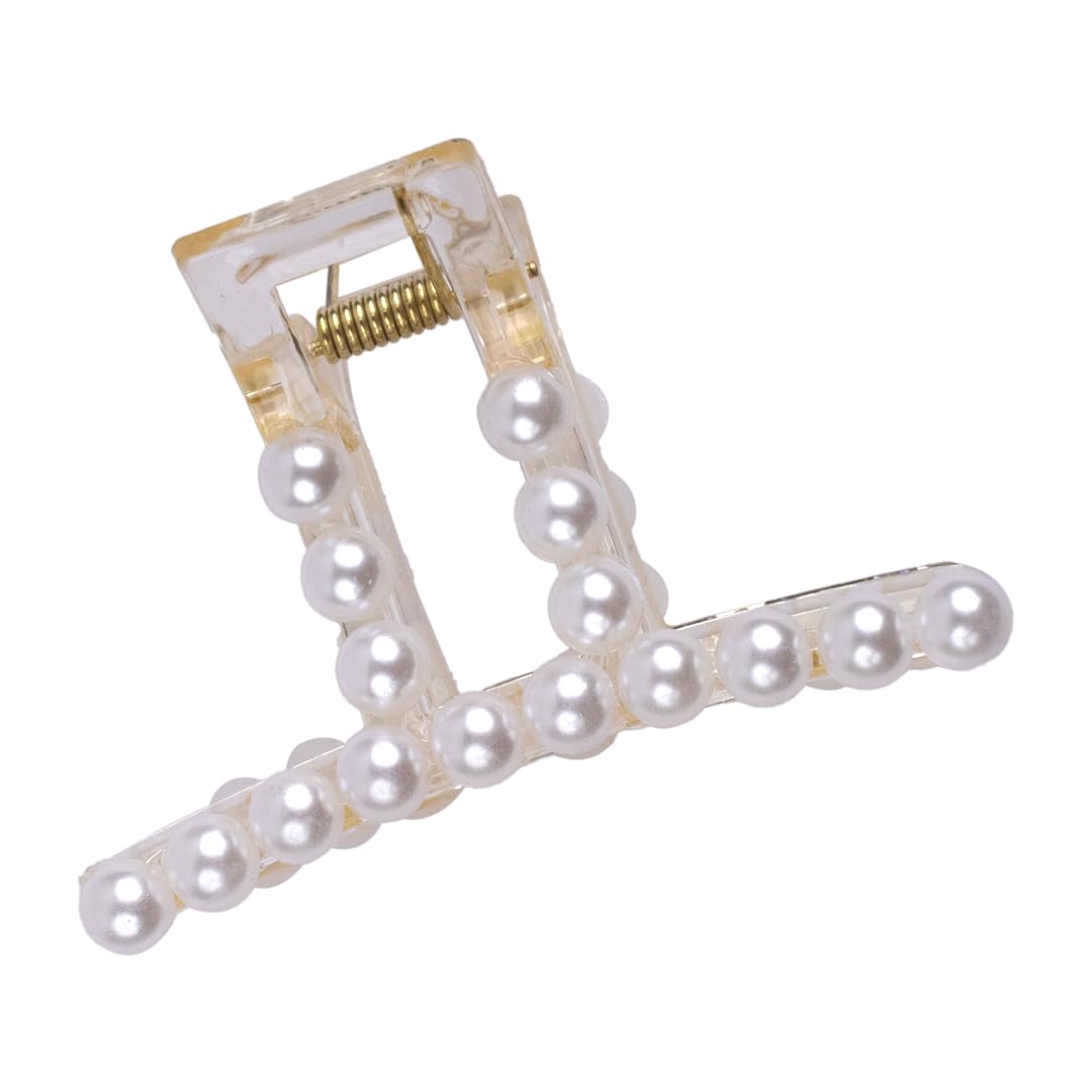 Large Pearl Hair Claw Clips for Thick Hair - Non-Slip Hair Styling Barrettes & Jaw Clips - Elegant Hair Accessories for Women & Girls (3-Pack) - Perfect for Weddings, Parties & Everyday Wear