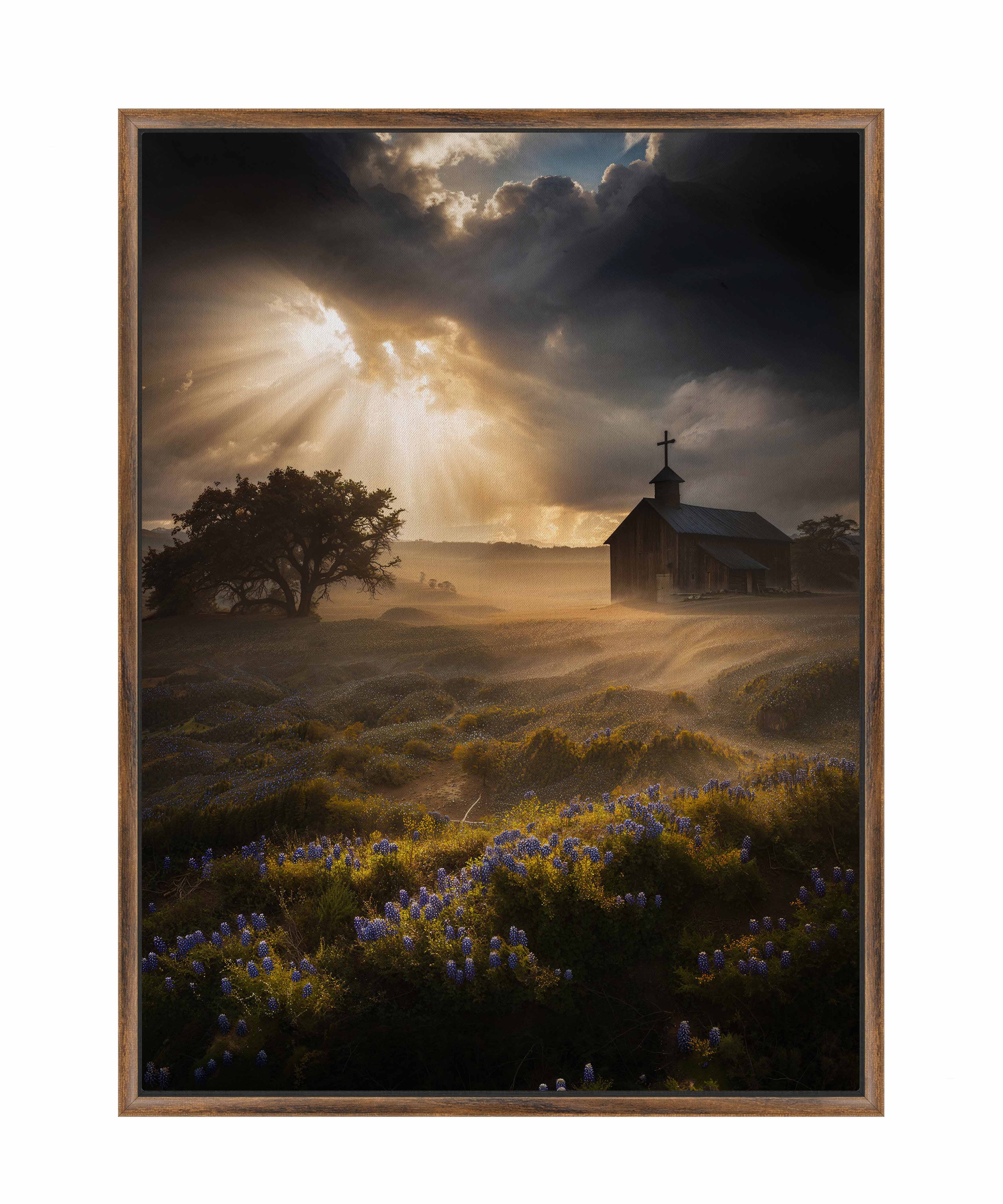 Celestial Rays Over Lone Star Land II - Stunning Galaxy Space Art Print on Gallery Wrapped Canvas - Perfect for Living Room, Bedroom & Office Wall Decor