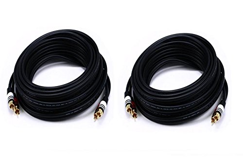 2-Pack Premium 22AWG RCA Audio Cable - 2 RCA Male to Male Connector - 50 Feet Black Stereo Cable for Home Theater, Car Audio, DJ Equipment & Speaker Systems