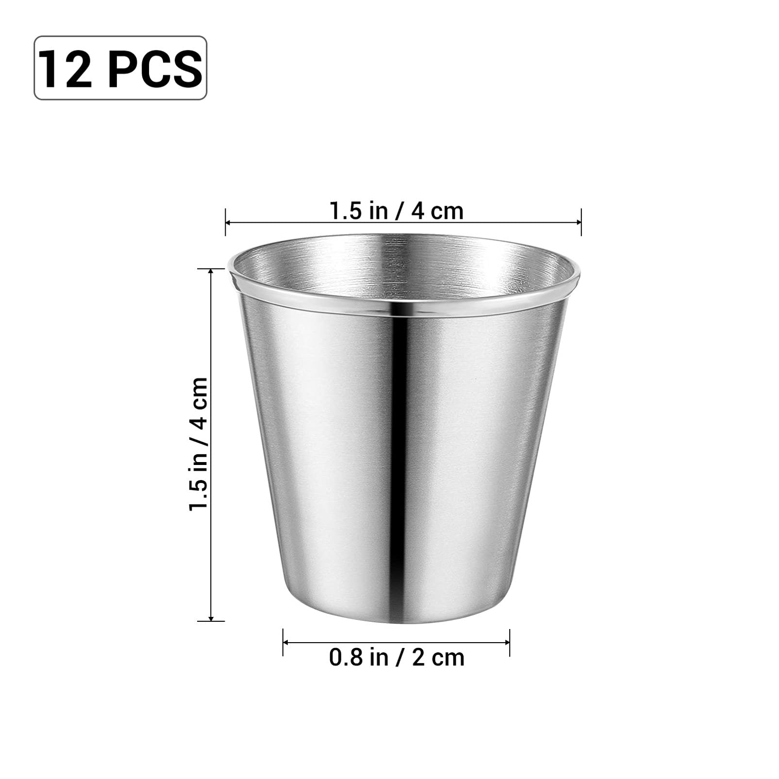NUOBESTY 12-Pack Stainless Steel Espresso Shot Cups 30ml (1oz) - Unbreakable Metal Drinking Glasses for Coffee, Tea, Bourbon - Perfect for Camping, Travel & Outdoor Use