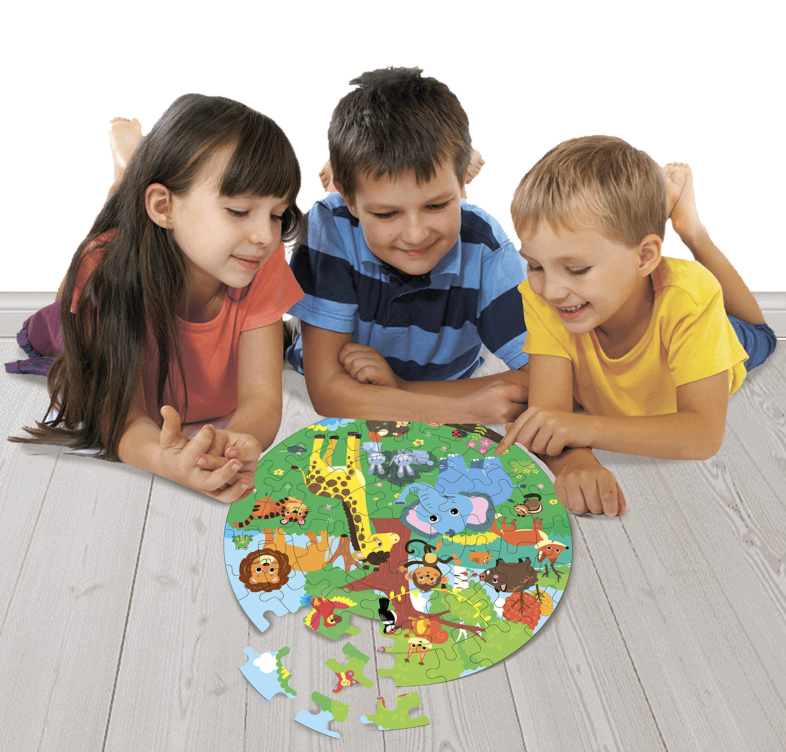 Fiddlys Creative Wooden Jigsaw Puzzle 66Pcs - Animal World Theme Educational Toy for Kids | Perfect for Family Game Night & Early Childhood Learning Activities