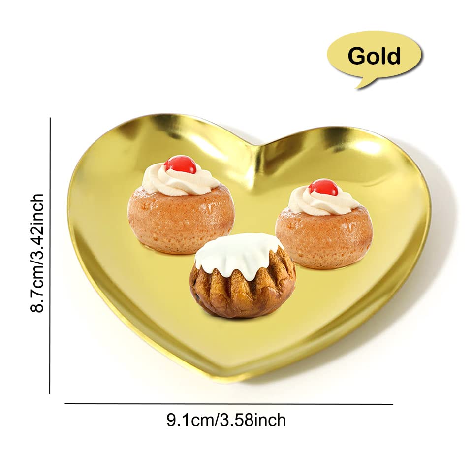 AKOAK 2-Piece Gold Heart Jewelry Tray - Necklace Ring Display & Home Decor for Gifts