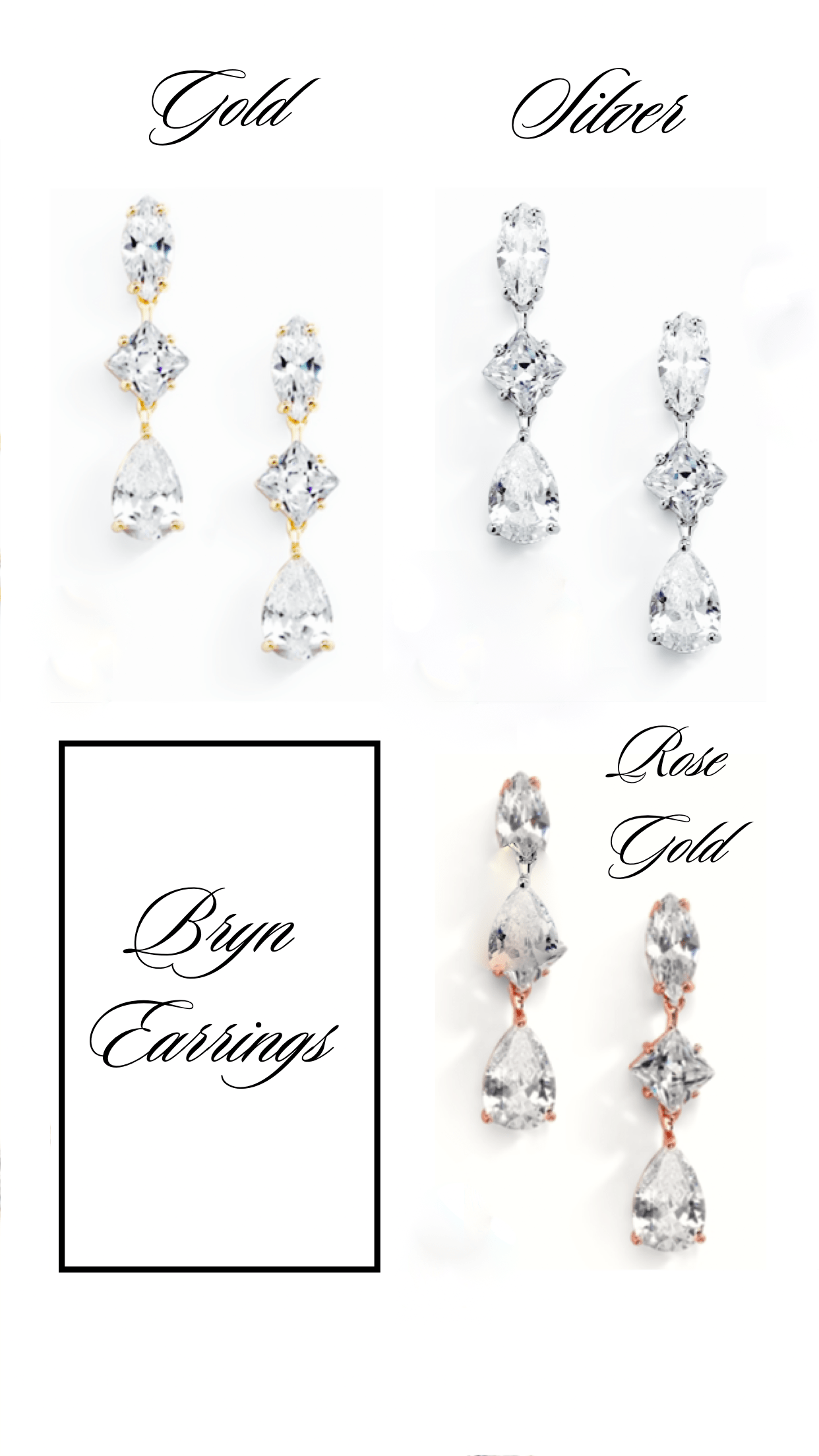 BRYN Simulated Diamond Drop Earrings - Elegant Cubic Zirconia Dangle Earrings for Women, Perfect for Weddings, Parties & Special Occasions