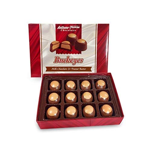 Anthony Thomas Great Tasting Peanut Butter & Milk Chocolate Buckeyes - 12 Count Box | Ohio's Famous Candy | Perfect for Holiday Gifts, Office Treats & Party Favors