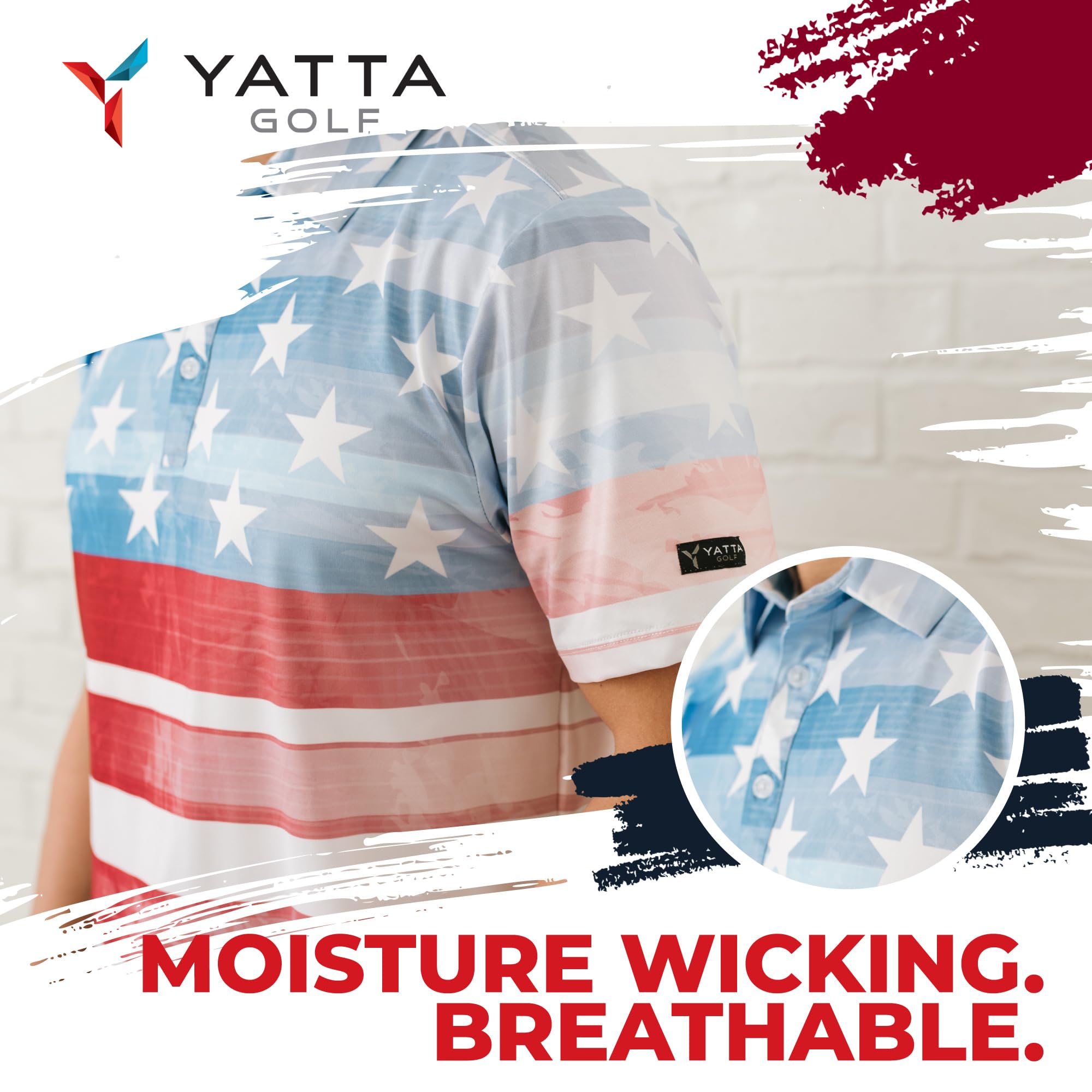 YATTA Golf Polo Shirts for Men - Moisture Wicking & Wrinkle Resistant for Golf & Casual Wear