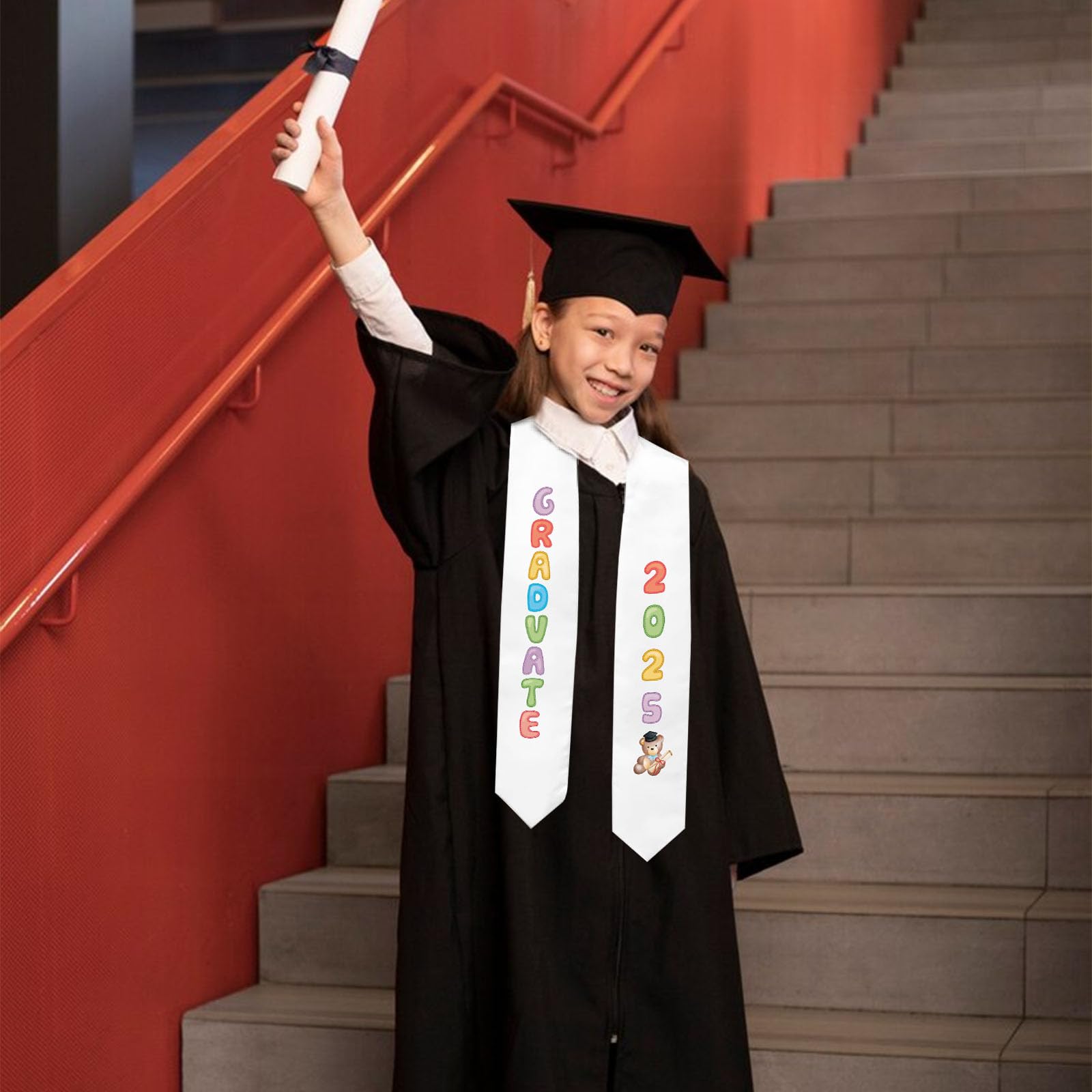 2025 Kindergarten Graduation Sash - White Preschool Graduation Stole for Class of 2025, Party Favors & Ceremony Decorations - Perfect for Preschool Graduation Parties, Photo Props & School Celebrations