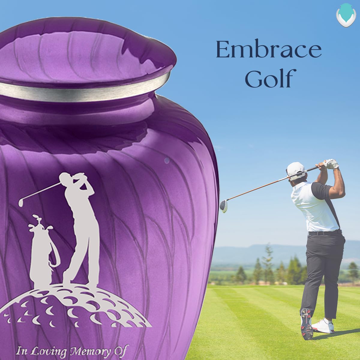Personalized Golf Cremation Urns for Adults - Large Pearl Purple Funeral Urn for Men & Women with Double-Side Engraving (Holds 200 lbs) | Memorial Keepsake for Golf Lovers, Perfect for Home Display or Cemetery Placement