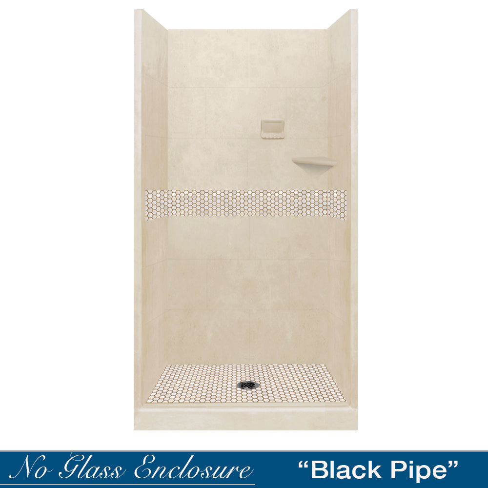 Alcove Desert Sand Sistine Stone & Honey Hex Mosaic Tile Accent - DIY Shower Remodel Kit for Bathroom Wall & Floor Backsplash | Perfect for Home Renovation & Spa Style Decor