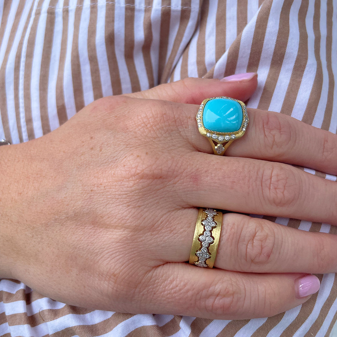 Jude Frances Moroccan Marrakesh Cushion Turquoise Ring - Handmade Boho Chic Jewelry for Women, Perfect for Festivals, Weddings & Everyday Wear