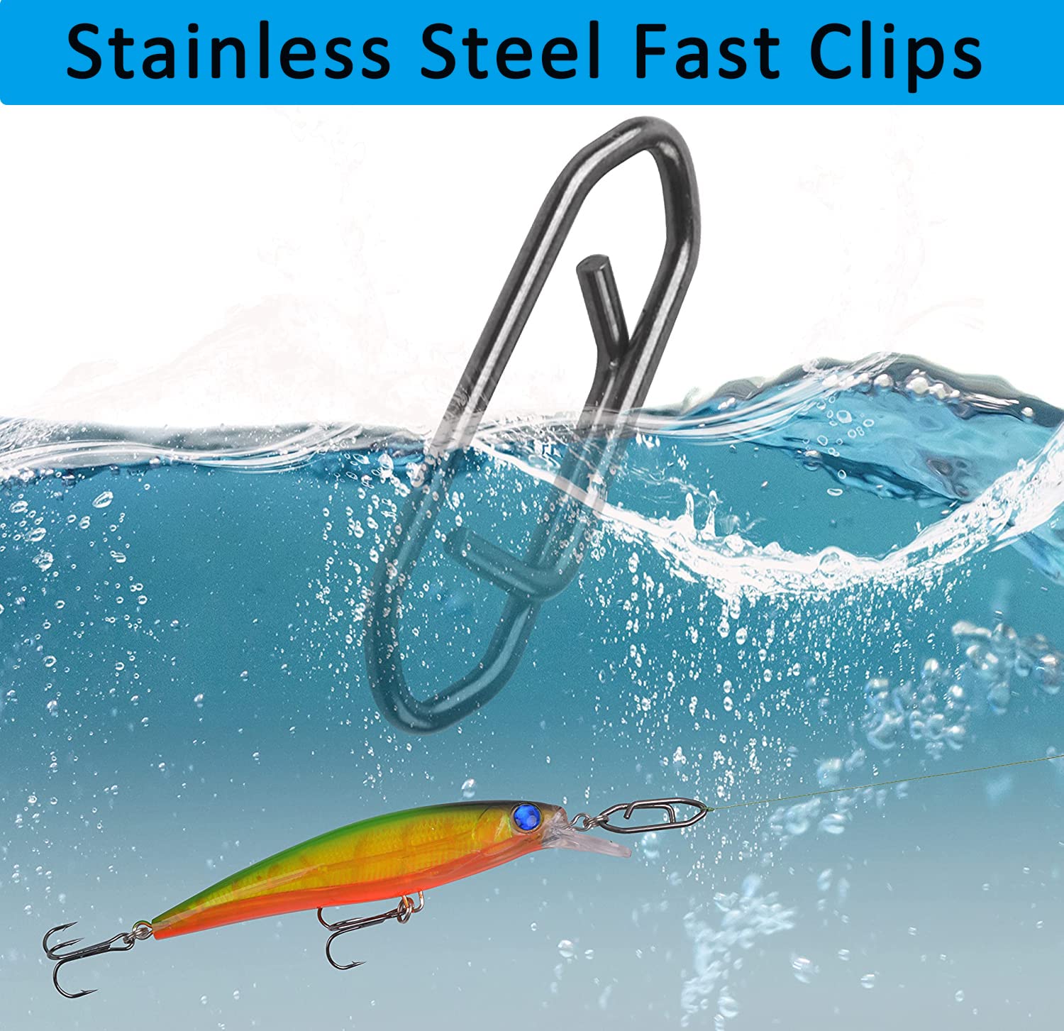Stainless Steel Fishing Power Clips Kit - Quick Change Lure Connectors with Fast Snaps for Kayak, Drifting & Speed Fishing | Saltwater & Freshwater Angling Accessories