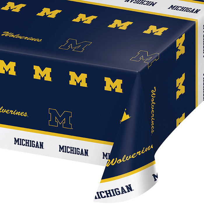 12-Piece Bulk University of Michigan Plastic Table Covers - Perfect for Tailgate Parties, Game Day Decorations & School Events