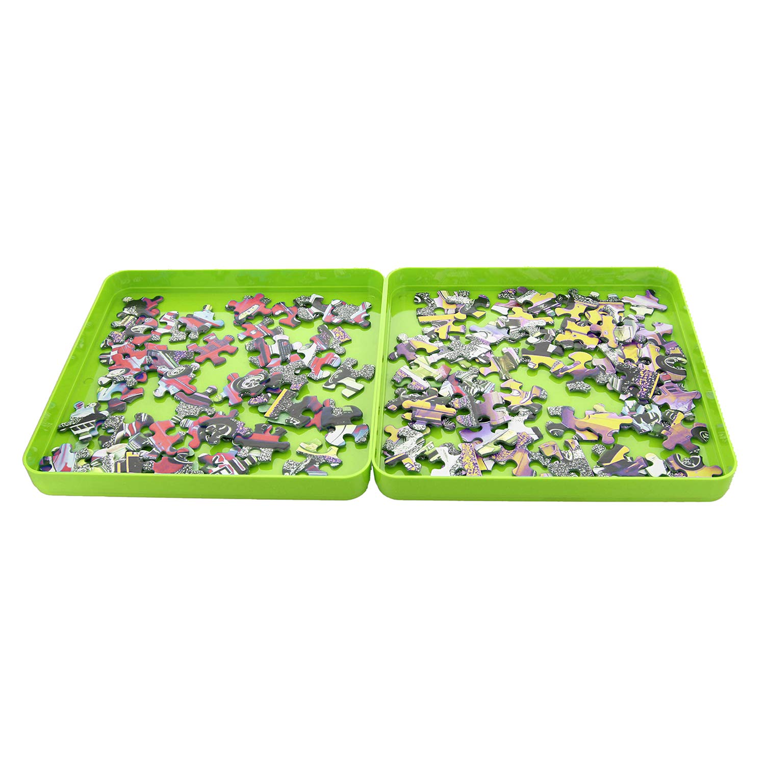 Jigitz 6-Pack Green Plastic Jigsaw Puzzle Sorter Trays - Puzzle Organizer & Stacking Trays for 1000-2000 Piece Puzzles - Perfect for Puzzle Enthusiasts & Family Game Nights
