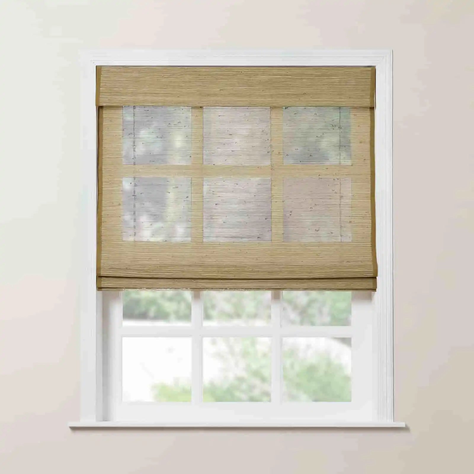 Rae Natural Jute Flax Woven Window Shade - Khaki Color, Eco-Friendly Blackout Curtain for Bedroom & Living Room Privacy