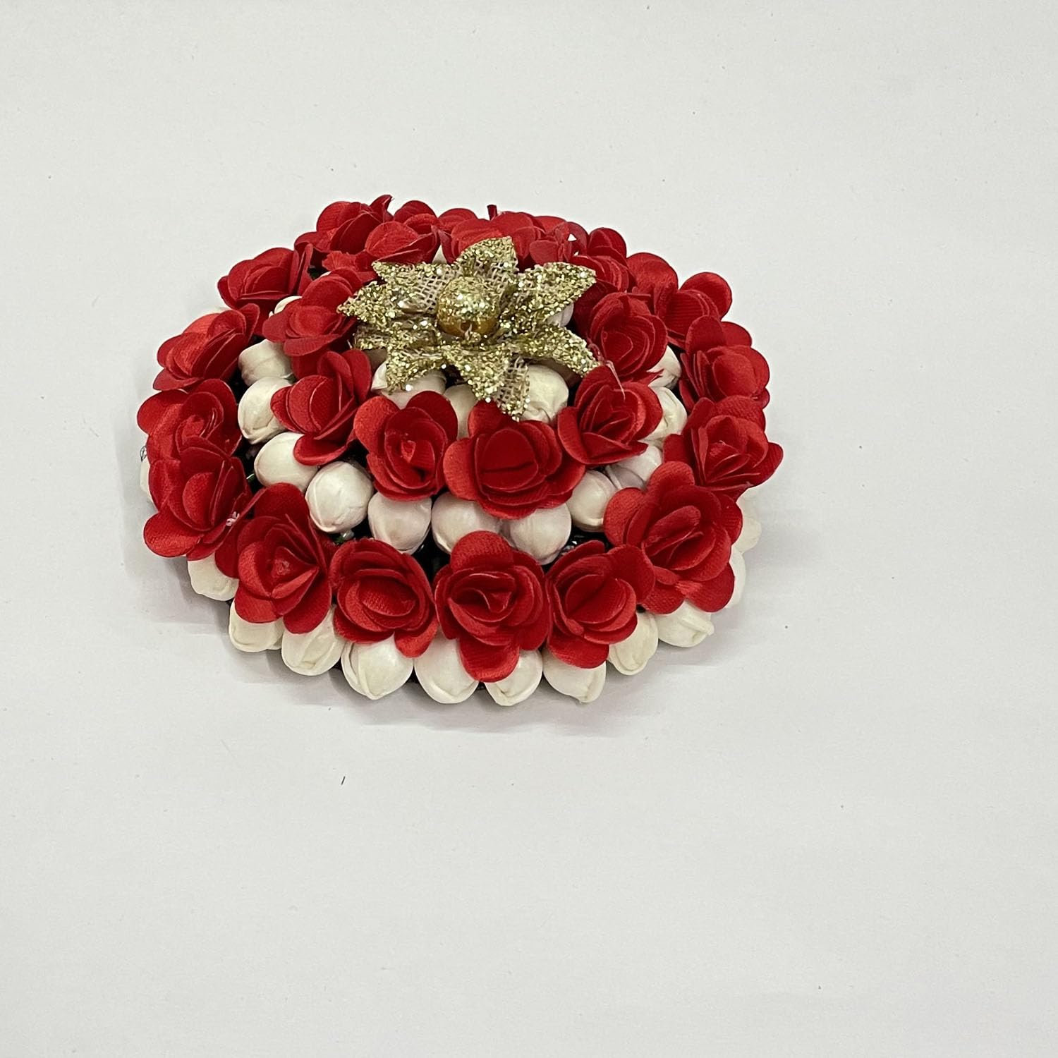 Maahal Bridal Bun Juda Gajra Maker - White & Red Floral Hair Accessories for Women & Girls | Perfect for Weddings, Parties & Special Occasions
