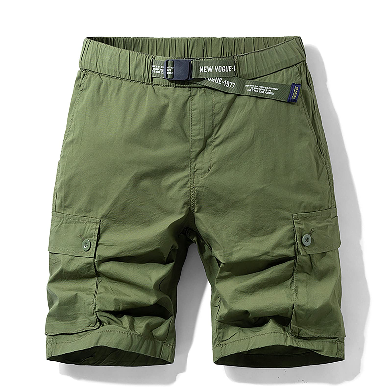 Men's Casual Elastic Shorts - Army Green Size 28 | Breathable Athletic Shorts for Running, Gym & Summer Outfits | Fashionable Pure Color Short Pants for Everyday Wear