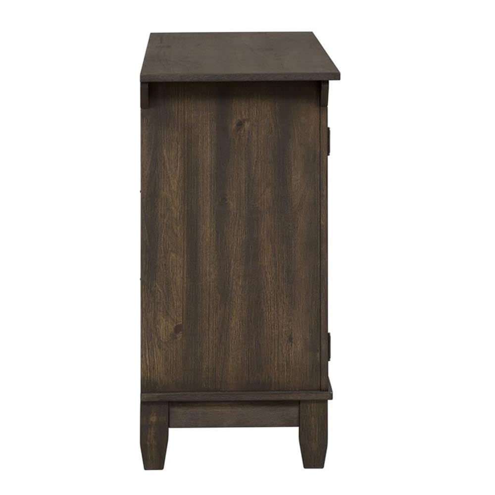 Liberty Furniture Double Bridge Dark Brown Sideboard - Elegant Buffet Cabinet for Dining Room, Living Room & Entryway Storage | Solid Wood Construction & Spacious Drawers