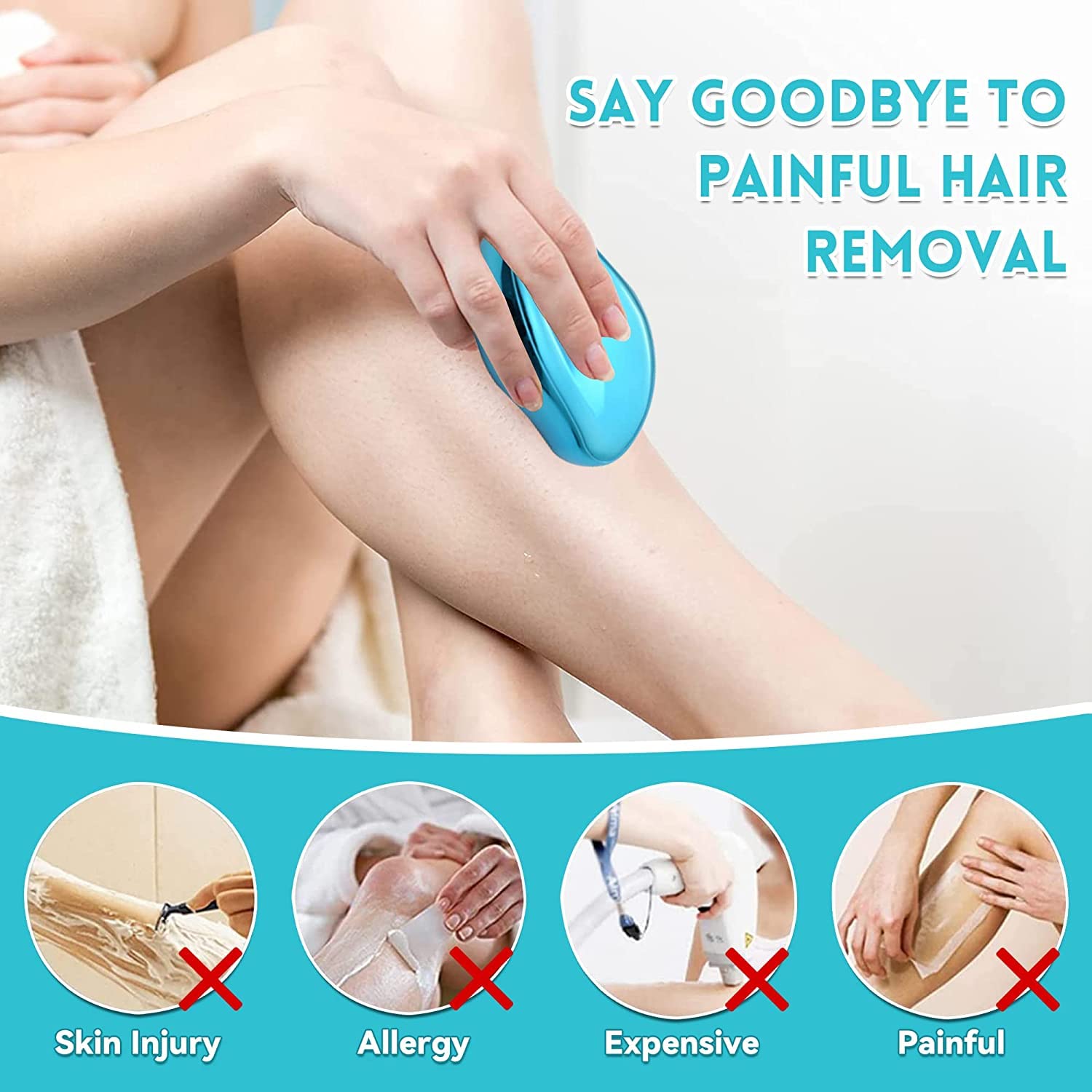 Calyrex Painless Nano Peel Hair Remover for Women & Men - Portable Crystal Razor for Arms & Legs Hair Removal | Easy to Use at Home, Travel & Salon