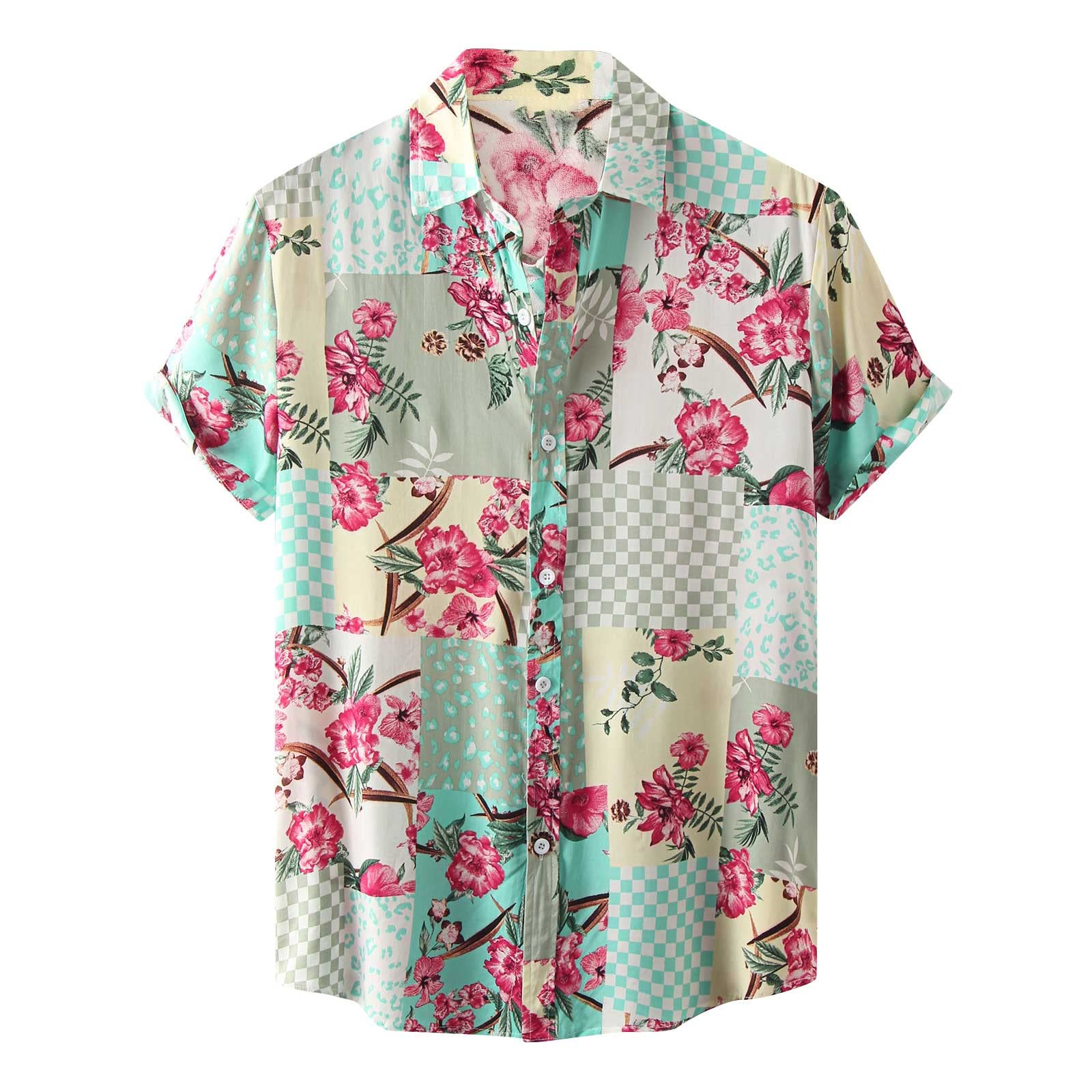 Men's Hawaiian Shirts - Short Sleeve Casual Button Down Beach Shirts for Summer Vacation | Tropical Floral Print Shirt for Beach Party, Luau, Vacation & Casual Wear
