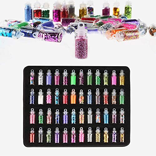 Belicia 48-Piece DIY Nail Art Charms Kit - 3D Holographic Glitter, Iridescent Flakes & Nail Sequins for Nail Art, Body, Face & Hair Decoration | Perfect for Salon, Home Manicure & Party Makeup Looks