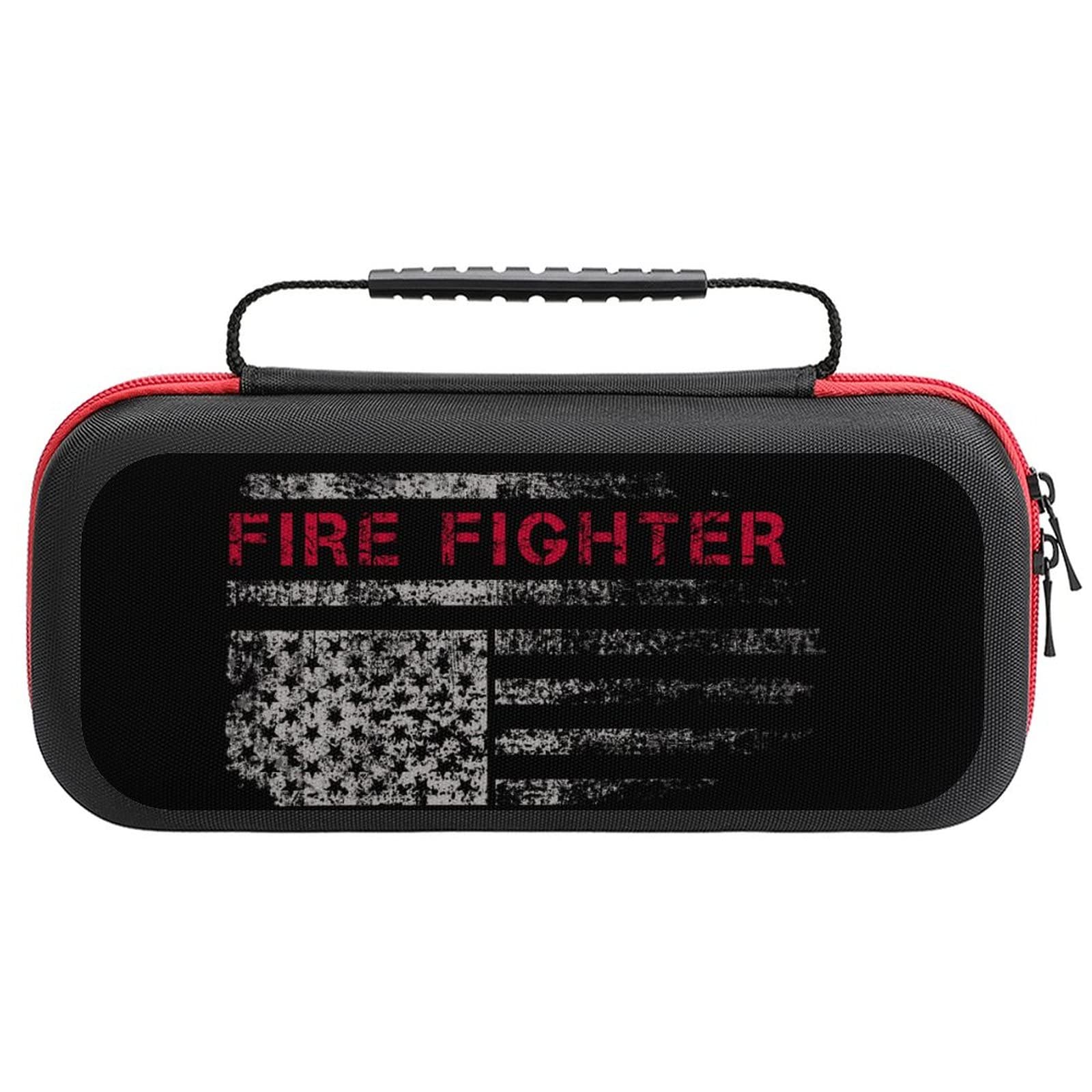 American Flag Firefighter Themed Nintendo Switch Carrying Case - Portable Travel Cover with 20 Game Card Slots | Perfect for Gamers, Travel & Commuting