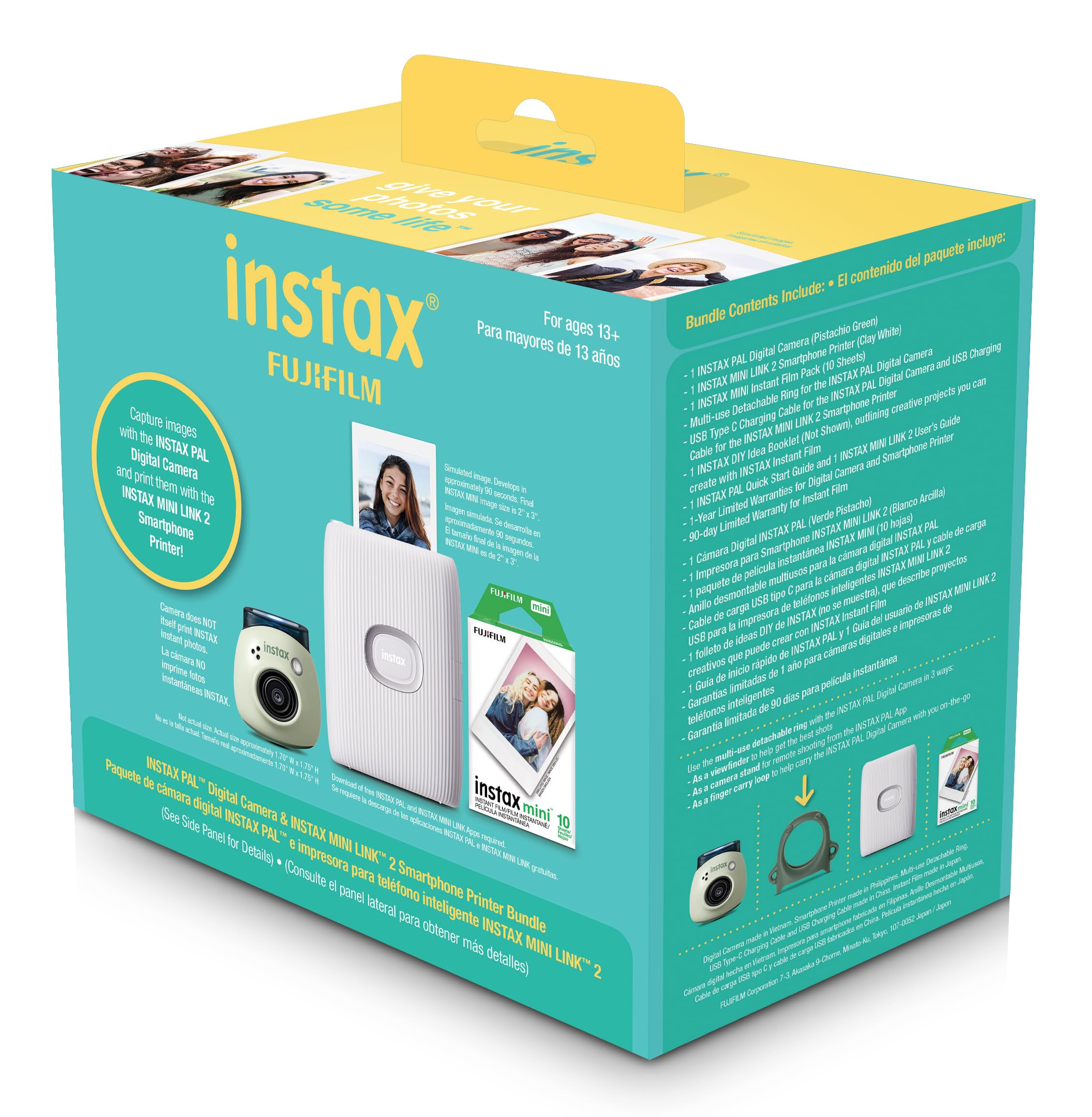 Fujifilm INSTAX PAL Digital Camera & INSTAX Mini Link 2 Smartphone Printer Bundle - Instant Photo Printing for Travel, Parties & Memories - Perfect Gift for Teens & Adults
