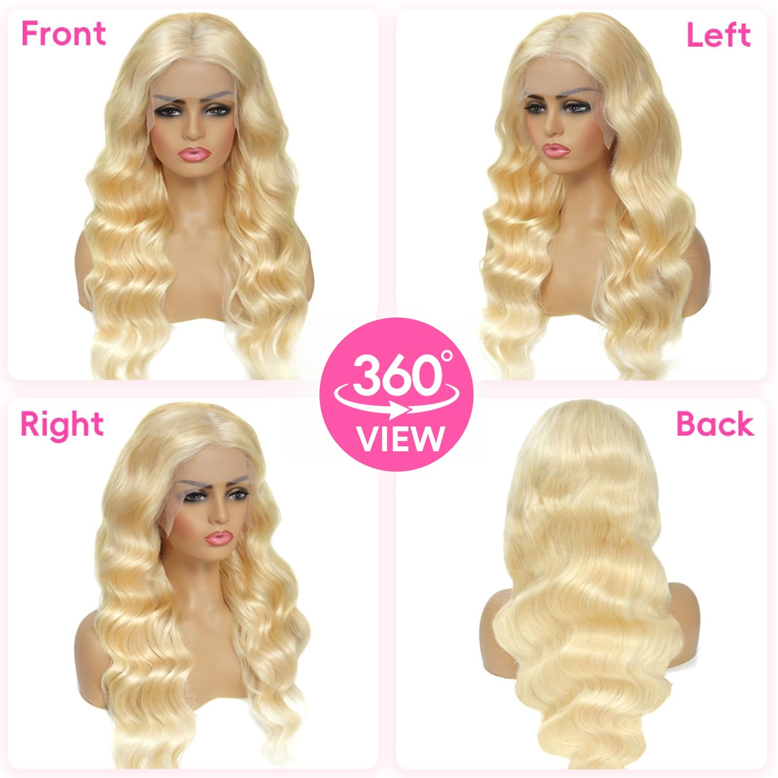 613 Blonde 13x6 HD Lace Front Wig Human Hair - 200% Density 32 Inch Body Wave Lace Frontal Wig with Pre-Plucked Hairline & Baby Hair for Women | Natural Look for Daily Wear, Parties & Special Occasions