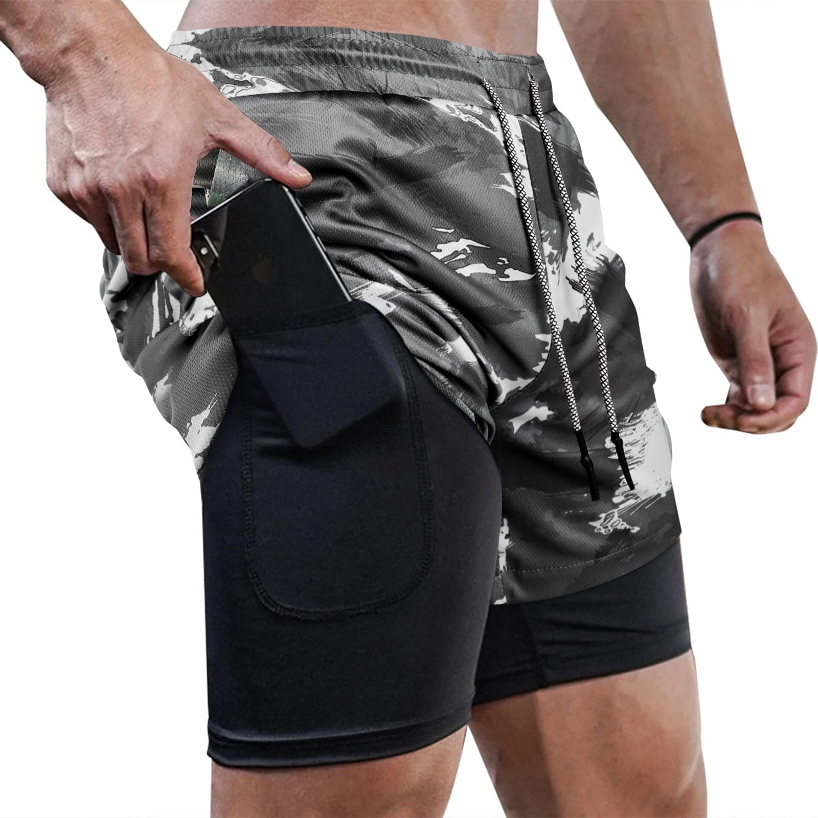 Surenow Men's 2-in-1 Running Shorts with Liner - 7 Inch Breathable Workout Shorts for Gym, Yoga & Outdoor Sports | Perfect for Jogging, Training & Active Lifestyle