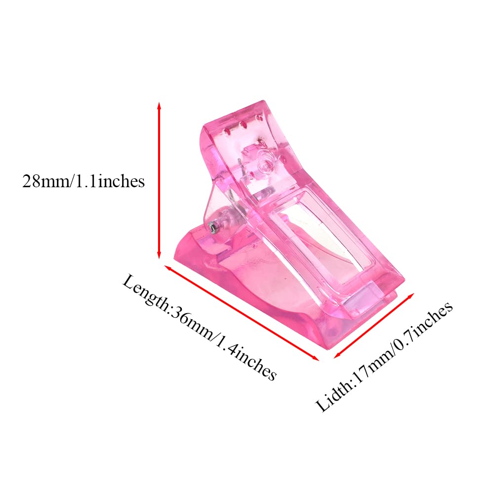HAHIYO 5Pcs Pink Plastic Nail Tips Clips - Quick Building Poly Gel Nail Forms with UV LED Builder Clamps for Nail Extensions | Perfect for Nail Art, DIY Design, Manicure, Salon & Home Use | Great for Professional Nail Technicians & At-Home Beauty Enthusiasts