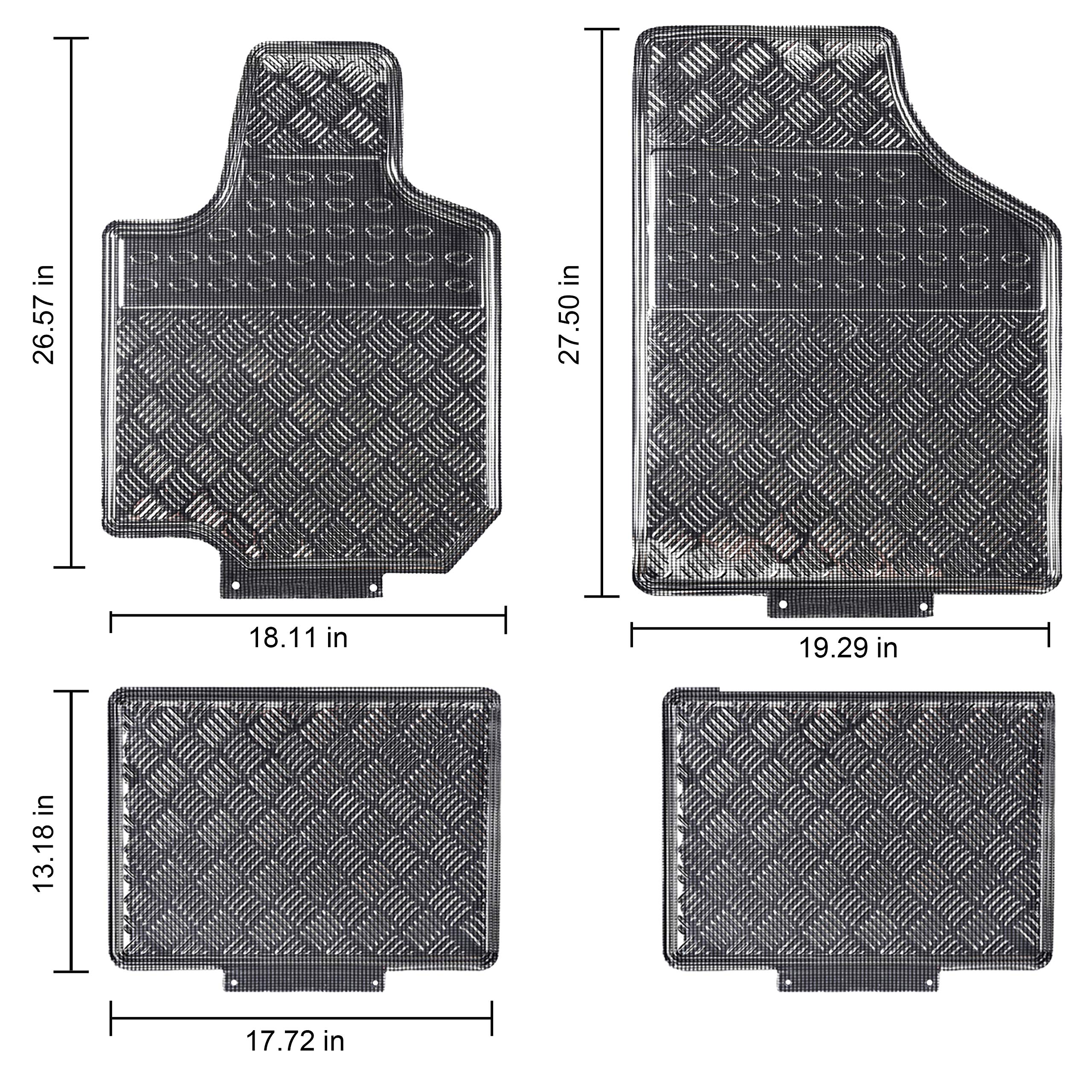 Premium All-Weather Aluminum Car Floor Mats - Universal Fit for Sedans, SUVs, Trucks & Vans (4-Piece Set, Silver) | Durable Protection Against Mud, Snow & Spills | Perfect for Daily Commute, Road Trips & Off-Road Adventures