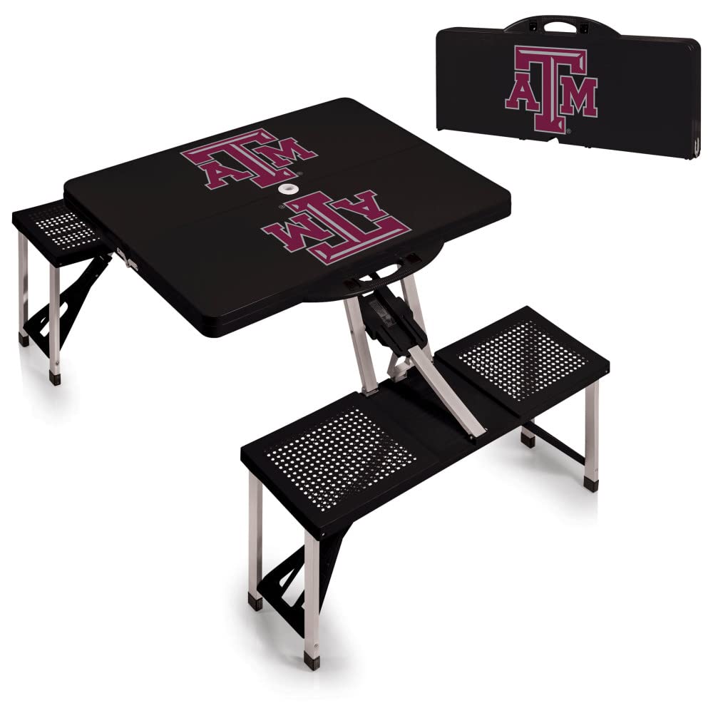 PICNIC TIME NCAA North Carolina Tar Heels Folding Picnic Table - Portable Camping Table with Umbrella Hole - Perfect for Outdoor Dining, Tailgating & Beach Parties