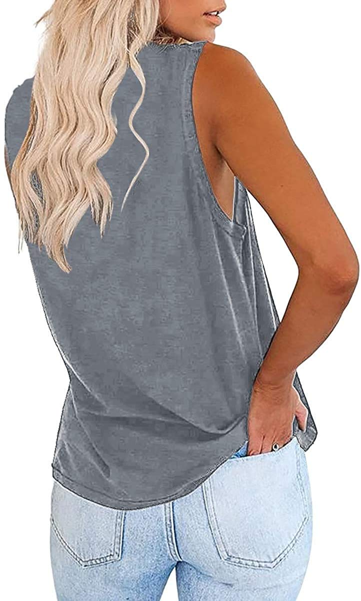 Women's Casual Round Neck Sleeveless Solid Color Tank Tops - Breathable Summer T-Shirts for Workout, Beach & Everyday Wear