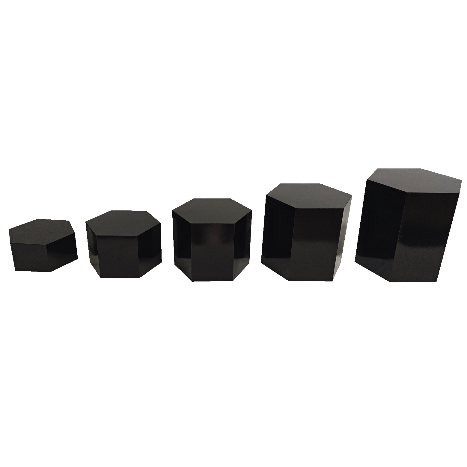Hexagonal Cake Stand Set of 5 - Black Modern Pedestal Dessert Display for Weddings, Parties & Bakery Displays